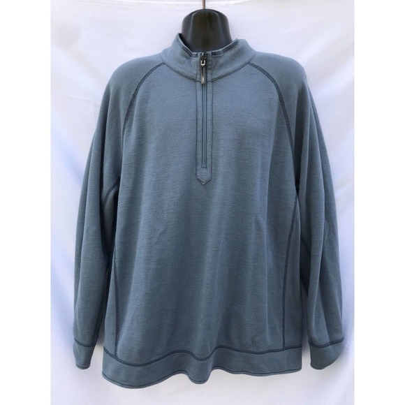 Tommy Bahama Blue 1/4 Zip Sweater Reversible Mens Sz XL - Picture 2 of 7